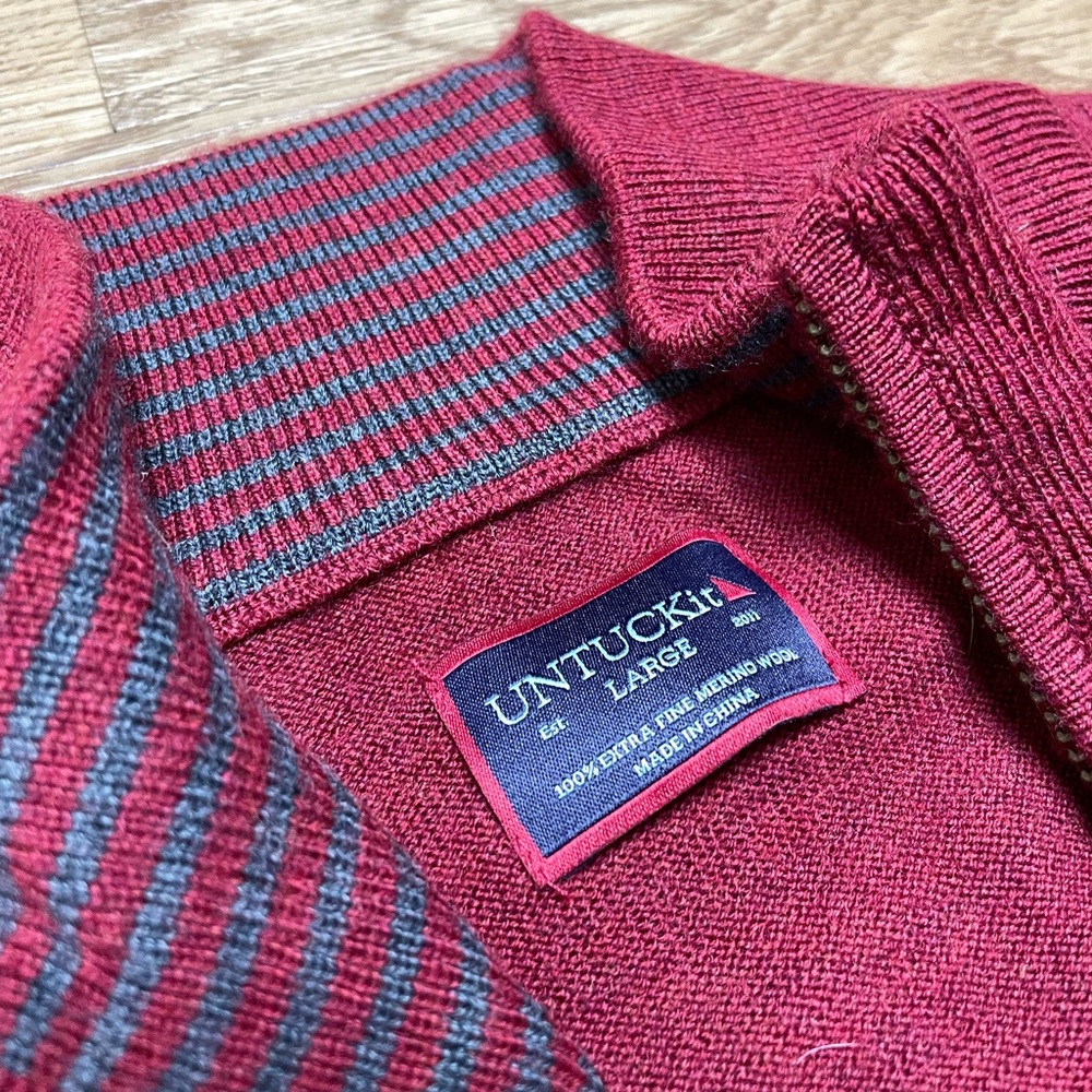 Untuckit merino wool zip up sweater